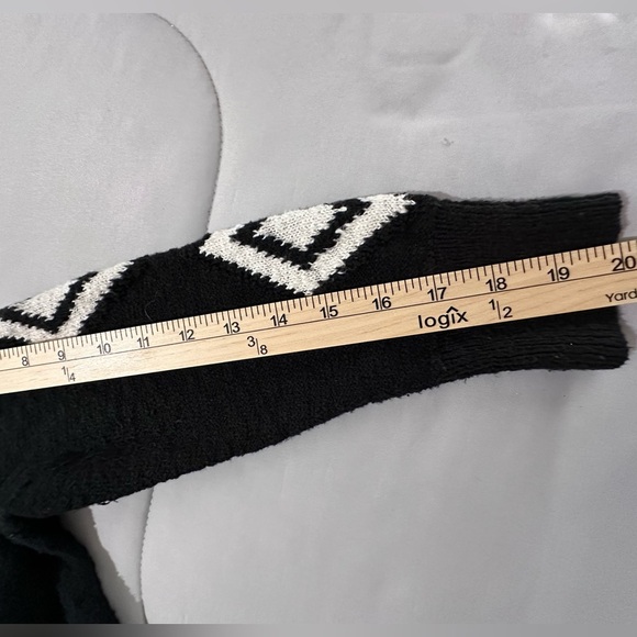 Women's Lucky Brand Live And Learn Sweater Size S Black White Diamonds - Picture 5 of 8